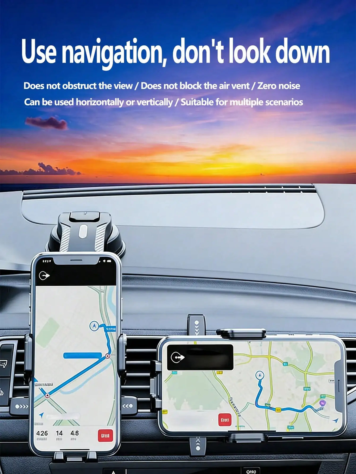 Car Phone Holder with Automatic Suction Cup and 360° Rotation - Universal Mount for Windshields, Suitable for Trucks and Sedans, Ideal for Stable Navigation and Smartphone Use