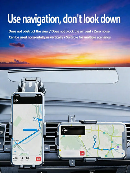 Car Phone Holder with Automatic Suction Cup and 360° Rotation - Universal Mount for Windshields, Suitable for Trucks and Sedans, Ideal for Stable Navigation and Smartphone Use