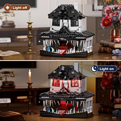 Haunted House Building Brick Set with LED Lighting - Decorative Model for Halloween Gifts for Children