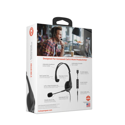 Hypergear V100 Office Professional Wired Headset W 6 Ft Cord