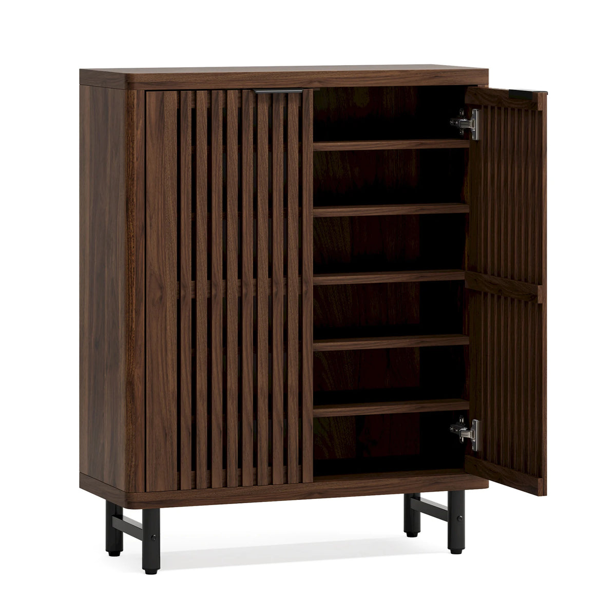 Tribesigns 6-Tier Wooden Shoe Cabinet with Louvered Doors and Adjustable Shelves