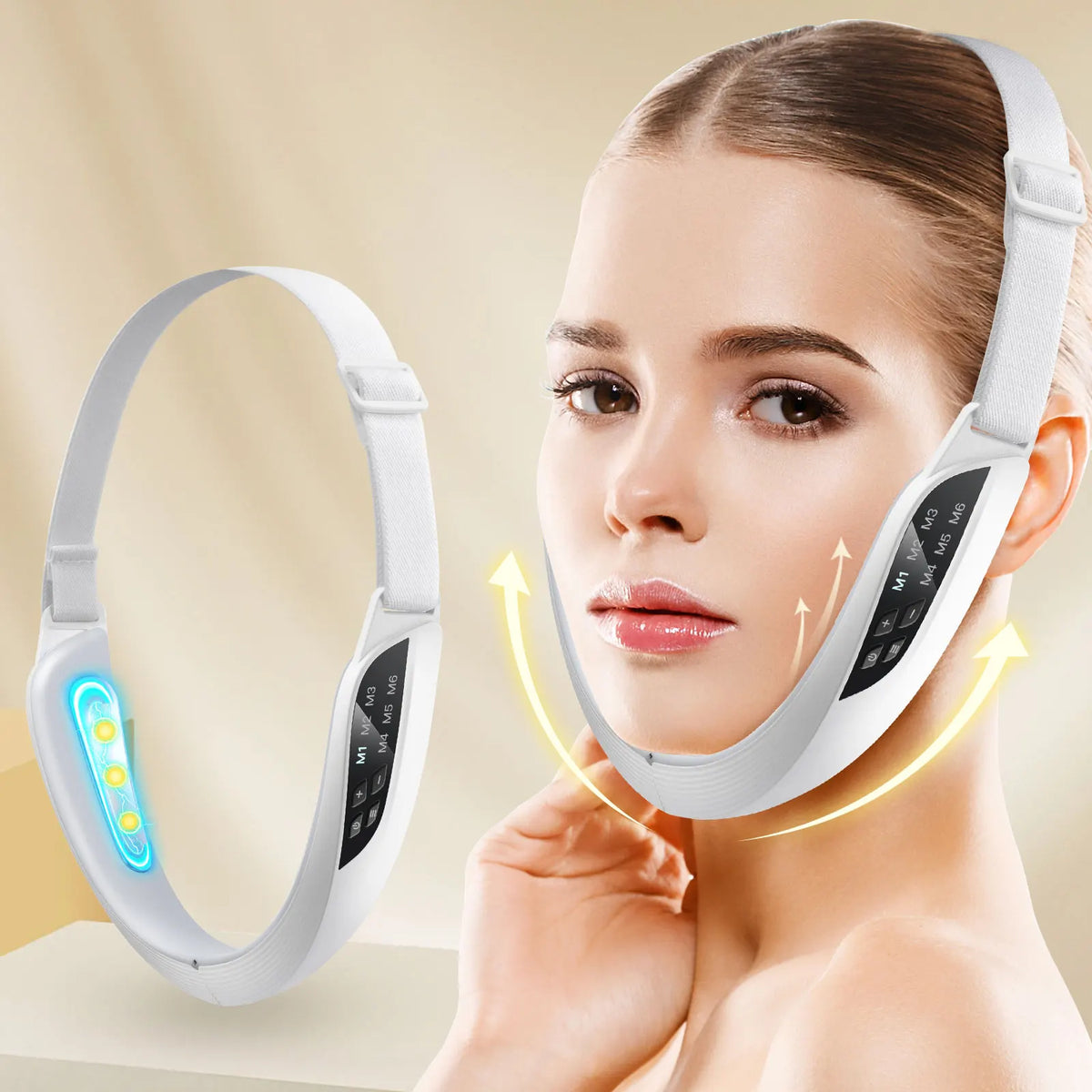 EMS Facial Lifting Massager with LED Photon Therapy for Anti-Wrinkle and Double Chin Reduction