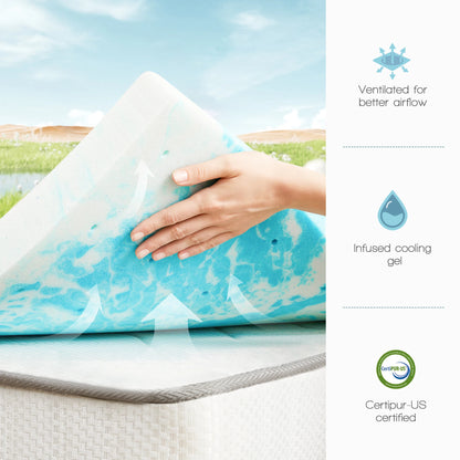 JHK 4-Inch Full Size Gel Memory Foam Mattress Topper - Cooling and Breathable Bed Topper for Enhanced Comfort in School Bedrooms