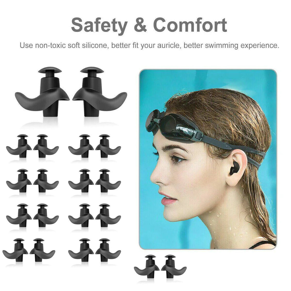 5/10 Pairs Soft Silicone Ear Plugs for Swimming Sleeping anti Snore Reusable USA