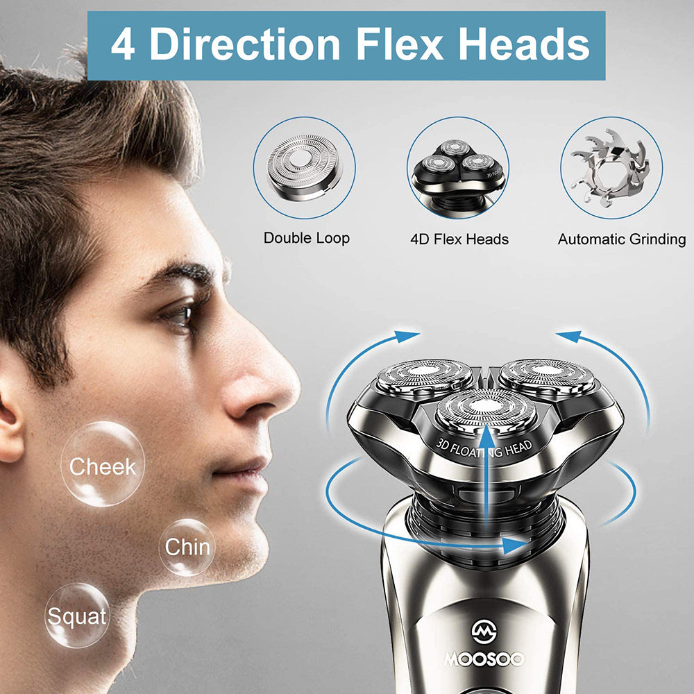Shaver All-Round Floating Head Shaver Waterproof Rechargeable Men'S Electric Shaver Hair Clipper for Wet/Dry Use