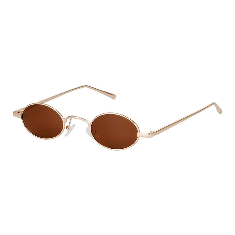 Skinny Steampunk Oval Sunglasses 2020 Women Vintage Small Steam Punk Goggles Designer Gold Tiny Sun Glasses Shades SN229