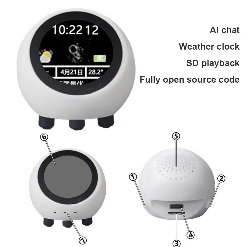 2025 Deepseek Xiaozhi AI Voice Chat Robot with ESP32-S3, 1.28-Inch LCD, WROOM-1-N16R8 Development Board and Clock Ornament