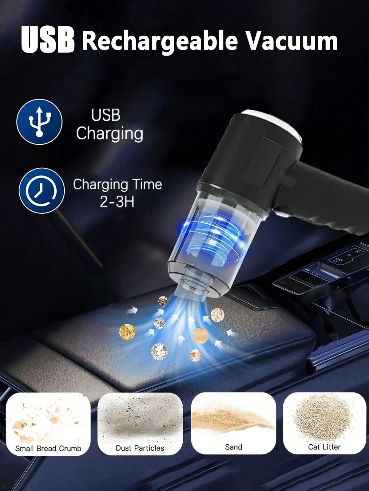 Cordless Handheld Vacuum Cleaner with Multiple Nozzles - Rechargeable and Versatile for Home, Car, Pet Hair, Keyboard, and Dust Cleaning