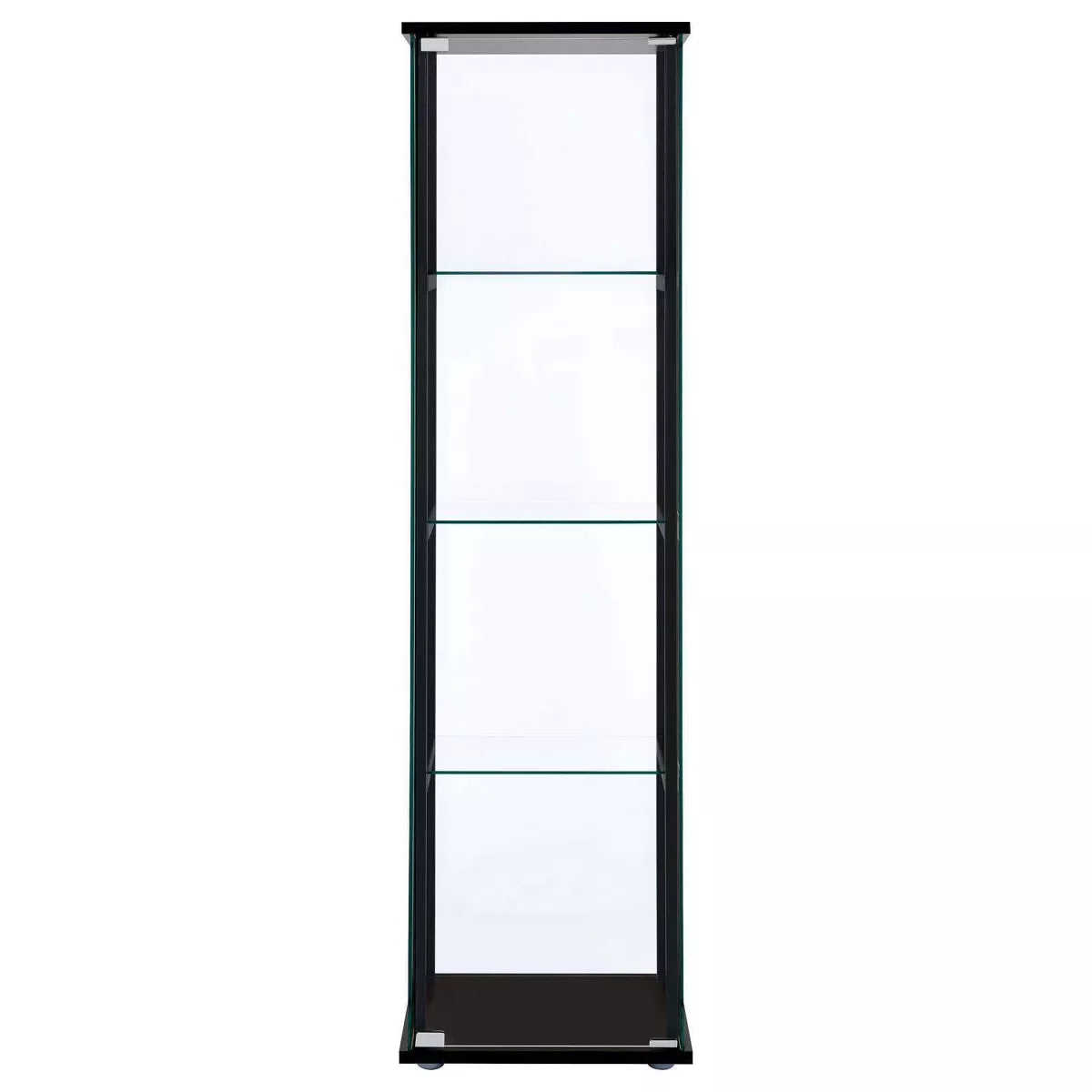 Cyclamen Contemporary 4-Shelf Glass Curio Cabinet in Black and Clear Finish