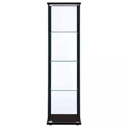 Cyclamen Contemporary 4-Shelf Glass Curio Cabinet in Black and Clear Finish