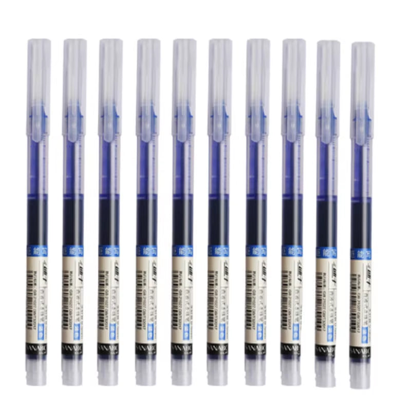 24 Pcs Straight Liquid Ball Pen Quick Drying Test Signature Gel Pen 0.5Mm Black Blue Ink School Office Ball Pen