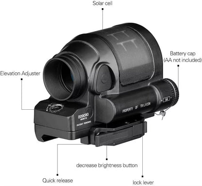 Solar-Powered 1X38 Red Dot Reflex Sight with Quick Detach Mount for Hunting Riflescope