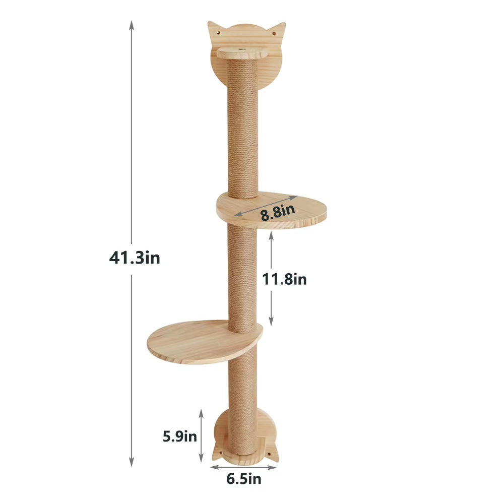 Wall-Mounted Cat Climbing Shelf with Four-Step Stairway and Sisal Scratching Post for Enhanced Pet Play and Comfort