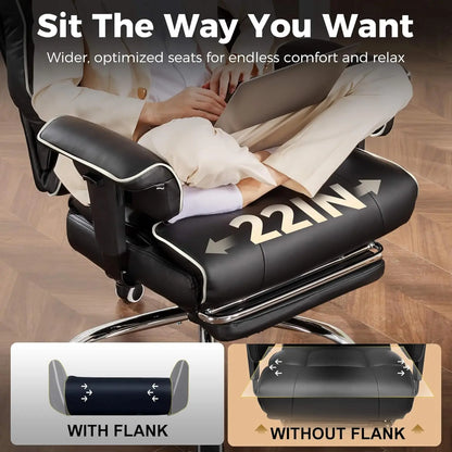COMHOMA Executive High Back Leather Office Chair for Big and Tall Individuals, 400 lbs Capacity, Ergonomic Lumbar Support with Pocket Spring Cushion