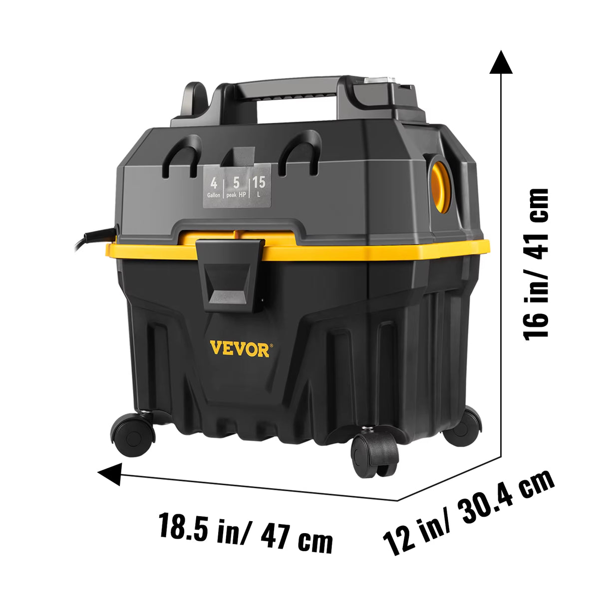 Succebuy 15L Portable Wet and Dry Vacuum Cleaner with 1200W Power for Car and Home Use