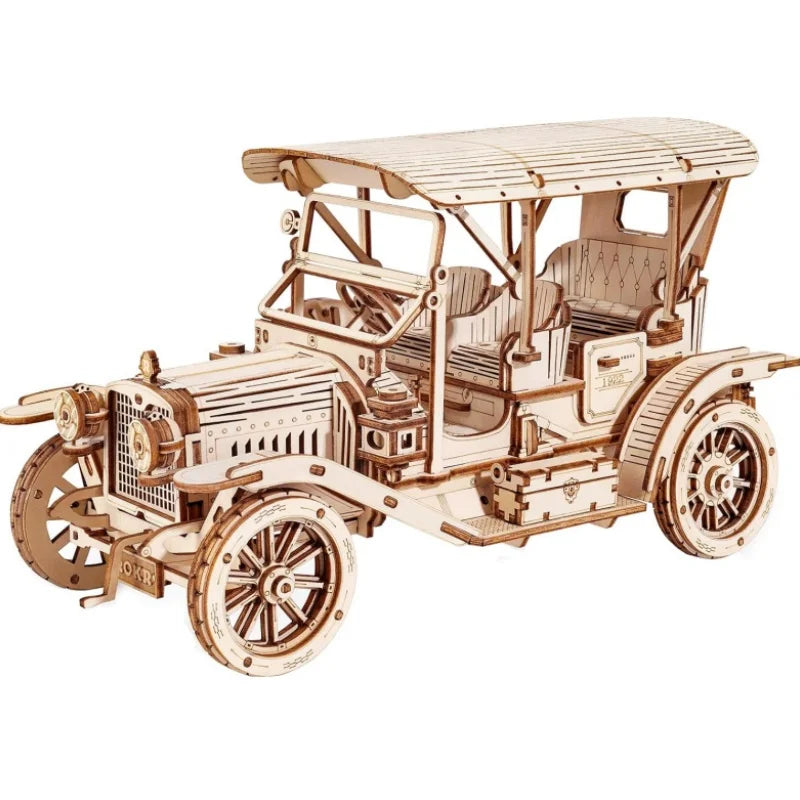 Robotime Rokr Classic Car 3D Wooden Puzzle - Vintage 1:15 Scale Model Building Kit for Children