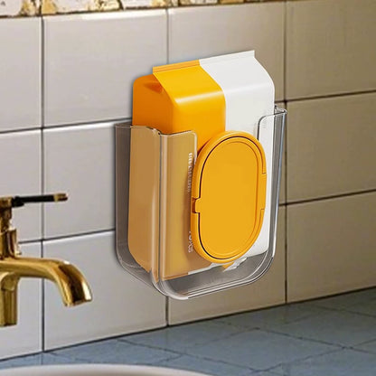 Bathroom Wipe Holder and Storage Organizer with Adhesive Dispenser for Kitchen and Toilet Use
