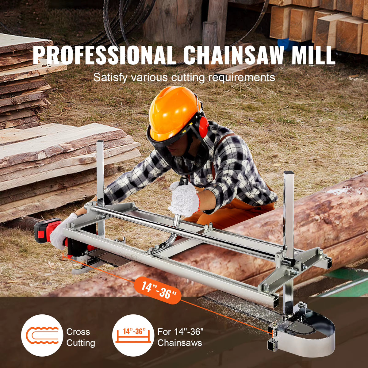 Succebuy Adjustable Chainsaw Mill Guide Bar for Planking - 14"-36" with 0.2"-11.81" Cut Thickness for Builders and Woodworkers