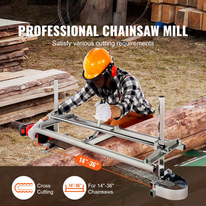 Succebuy Adjustable Chainsaw Mill Guide Bar for Planking - 14"-36" with 0.2"-11.81" Cut Thickness for Builders and Woodworkers