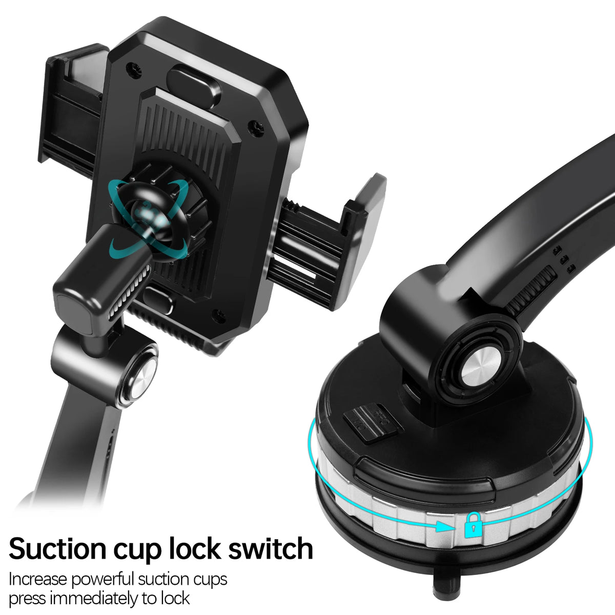 360-Degree Rotating Universal Cell Phone Holder for Windscreen, Dashboard, and Car Trunk Mounting