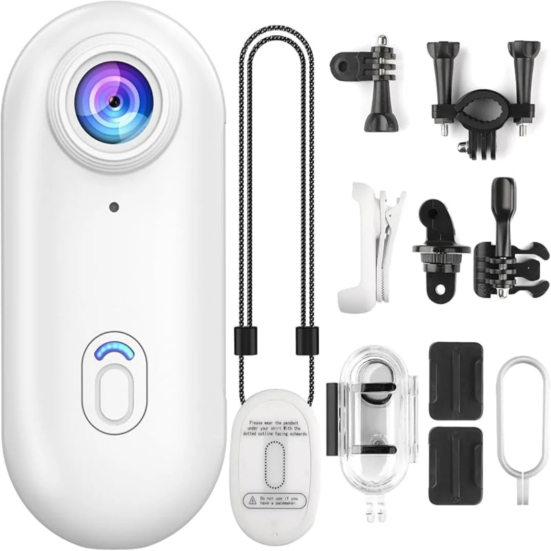 4K Mini WIFI Action Camera 128GB Thumb POV Portable Video Recorder with IPX7 Waterproof Camcorder Helmet Mount Vlogging (Black)
