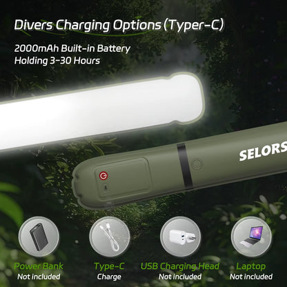 SELORSS Rechargeable Waterproof 2000mAh Portable Camping Spotlight and Tent Lamp for Outdoor Work and Repair Lighting