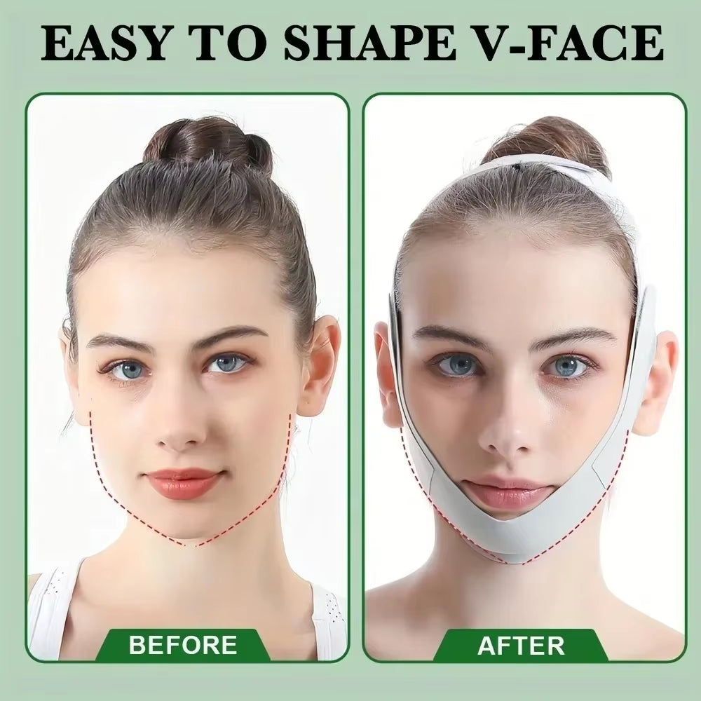 Adjustable V-Shape Facial Lift Band - Breathable and Reusable Double Chin Reducer for Daily Skin Care for Men and Women