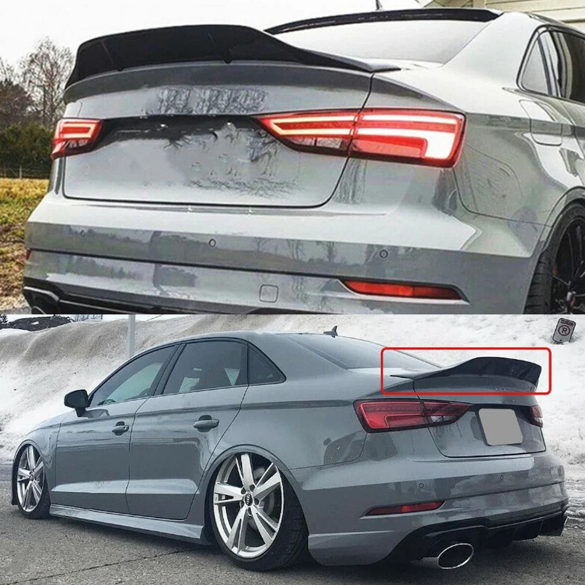2014-2020 Audi A3 S3 RS3 RT Style Carbon Fiber Look Rear Trunk Spoiler Wing