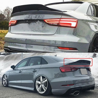 2014-2020 Audi A3 S3 RS3 RT Style Carbon Fiber Look Rear Trunk Spoiler Wing