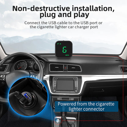Digital Car HUD GPS Speedometer Head up Display MPH KMH Compass Overspeed Alarm