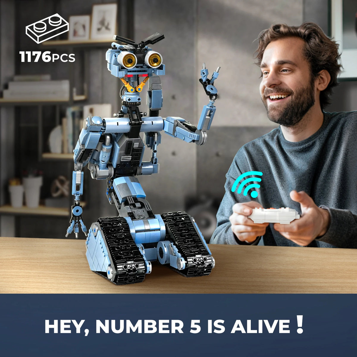 1176-Piece Johnny 5 Robot Building Blocks Set - Short Circuit Model - Classic Movie Collectible - Creative Christmas Gift for Adult Fans