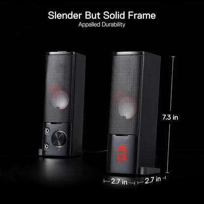 GS550 PC Gaming Speakers 2.0 Channel Desktop Computer Sound Bar Quality Bass & Decent Red Backlit
