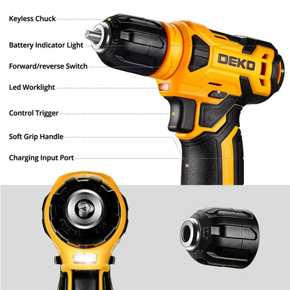 126Pcs Power Tool Combo Kits with 8V Cordless Drill,10Mm 3/8'' Keyless Chuck,Professional Home Household DIY Hand Tool Kits
