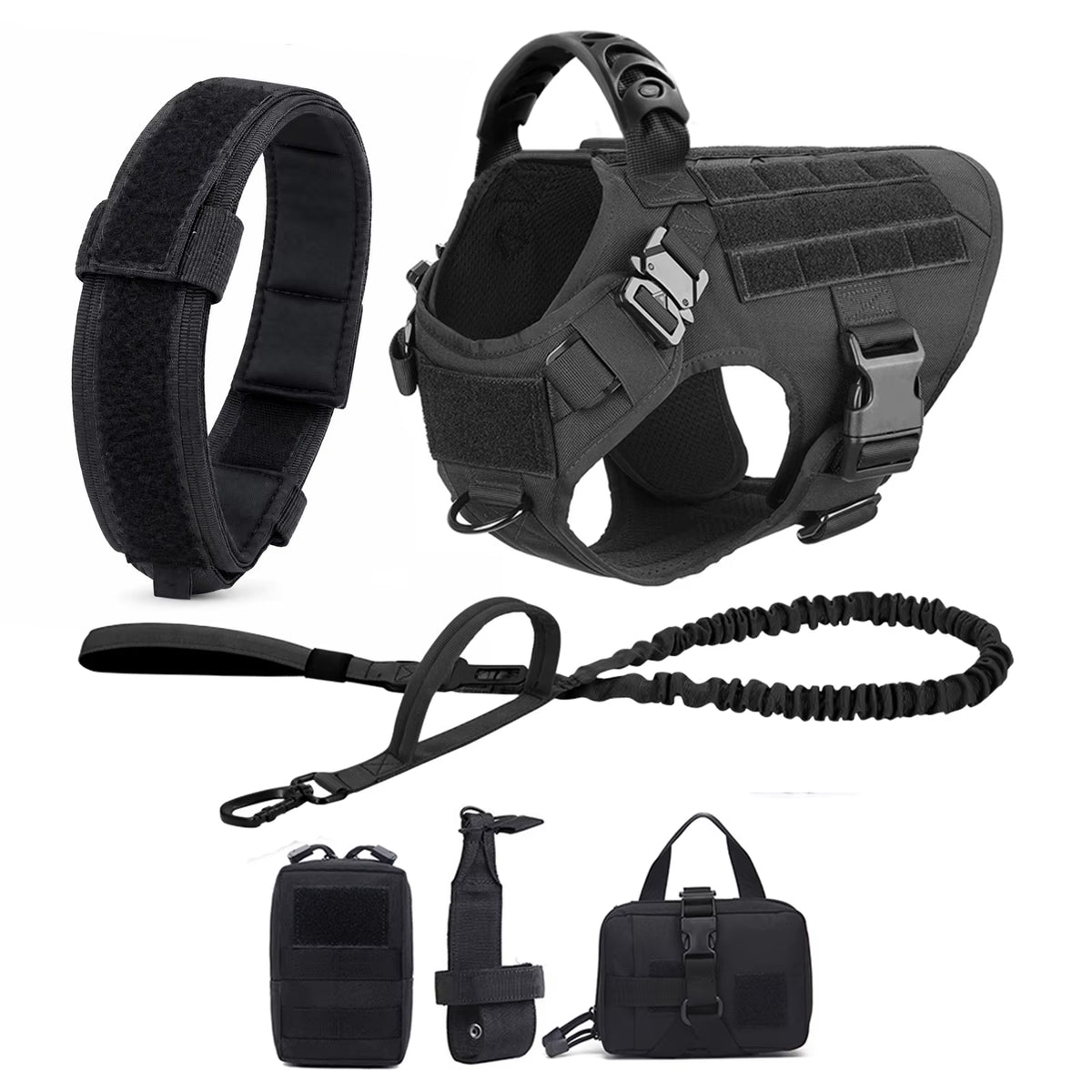 Large Dog Harness and Leash Set for German Shepherds and Malinois - Training and Walking Vest with Collar for Medium to Large Dogs