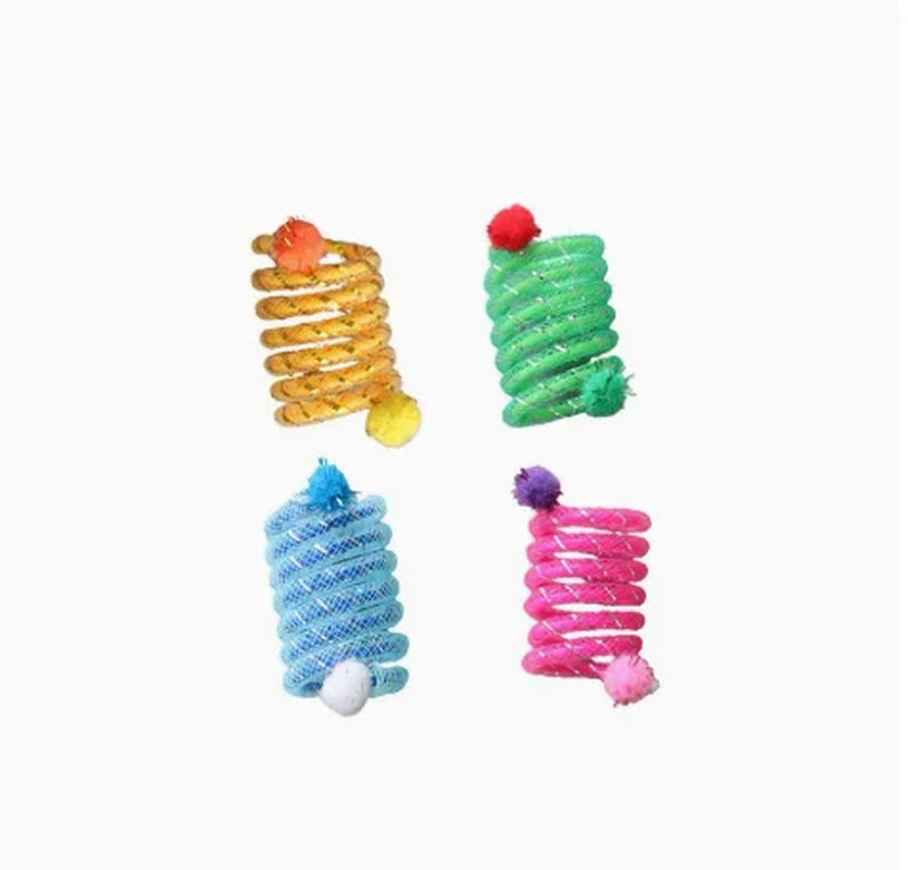Interactive Colorful Spring Cat Toy - Bite-Resistant Elastic Wool Ball Teaser for Cats