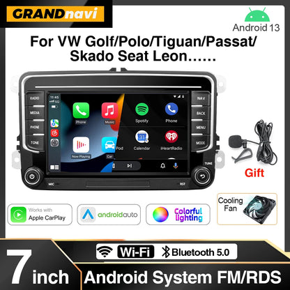 2Din Android 13 Car Radio GPS for VW / Volkswagen Skoda Octavia Golf 5 6 Touran Passat B6 Polo Jetta 2Din Radio Player