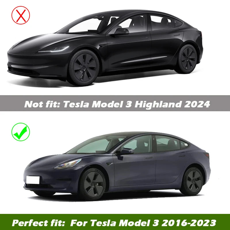 4-Piece Hub Cap Set for Tesla Model 3 - 18 Inch Wheel Cap Replacement and Full Rim Cover Accessories (2018-2023)