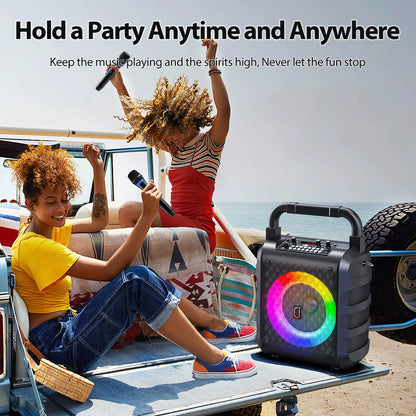 Wireless Speaker, Portable Bluetooth Speaker with Microphone and LED Light, Karaoke Speaker Machine, Home Karaoke System