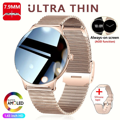 New Ultra Thin Smart Watch Women Screen Always Display Time Sports Bracelet Bluetooth Call Fashion Smartwatch