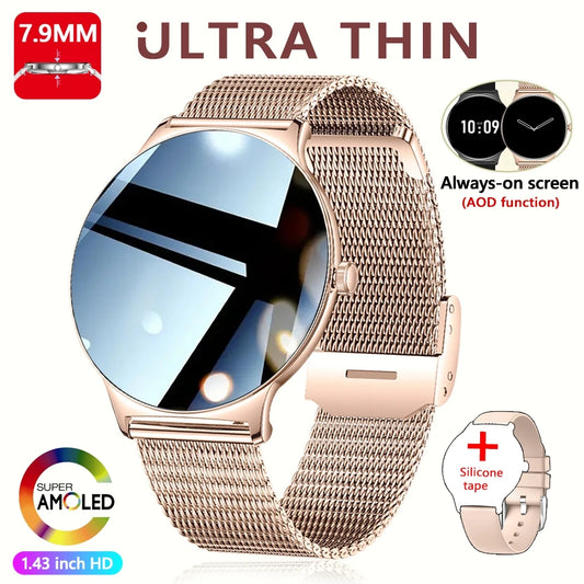 New Ultra Thin Smart Watch Women Screen Always Display Time Sports Bracelet Bluetooth Call Fashion Smartwatch