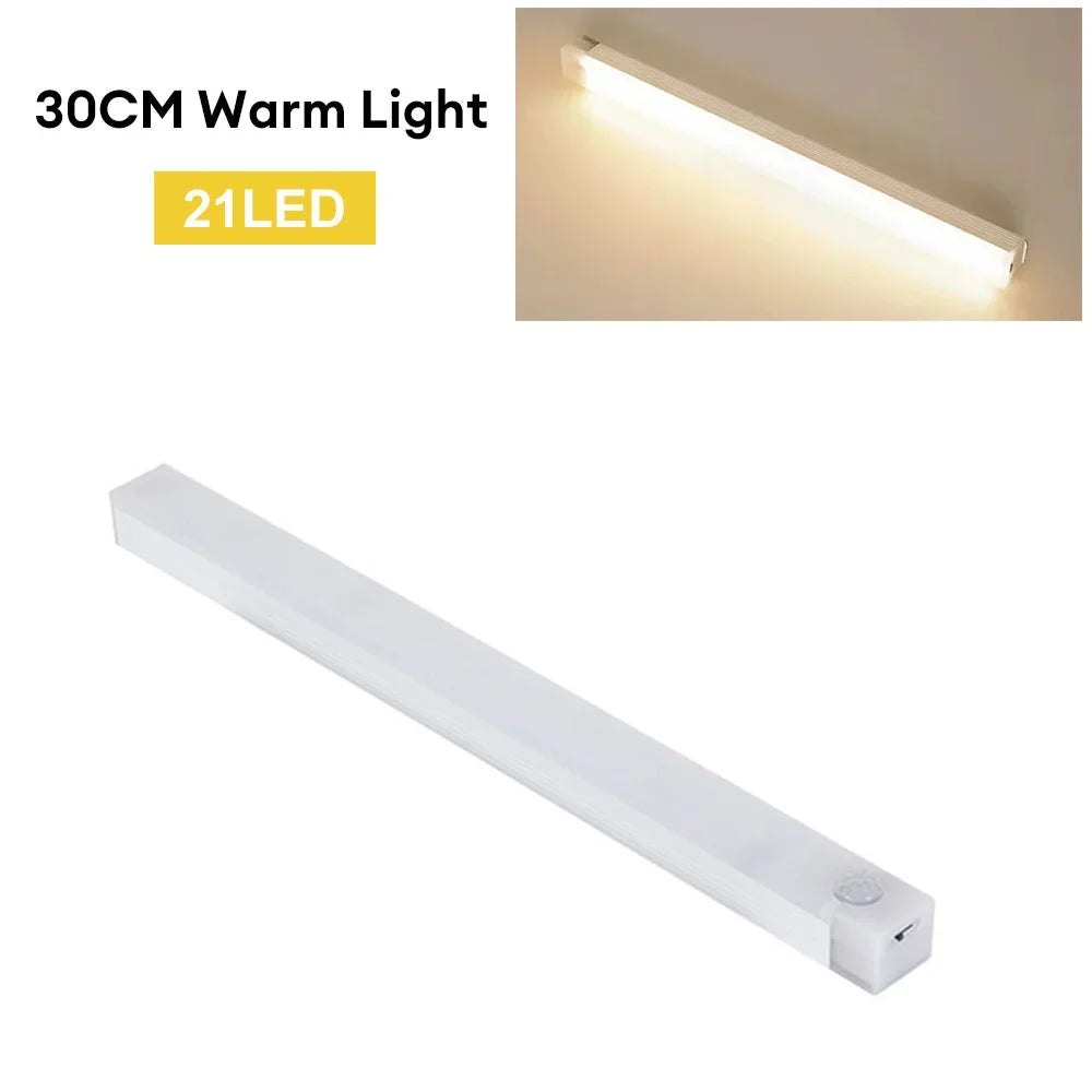 Wireless LED Motion Sensor Night Light - Rechargeable Type C Cabinet and Wardrobe Lamp for Staircase and Kitchen Backlighting