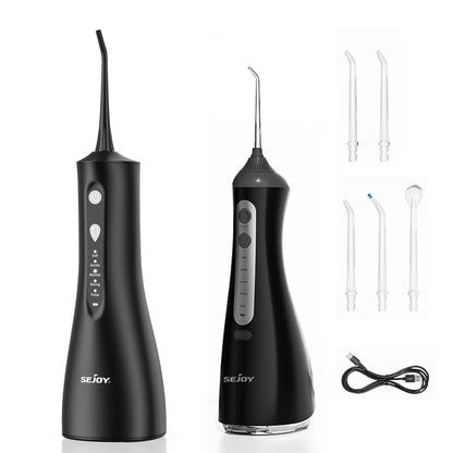 SEJOY Portable Electric Water Flosser with 350ML Tank, 5 Modes, and 5 Jet Tips for Dental Care and Teeth Whitening - Ideal for Home and Travel
