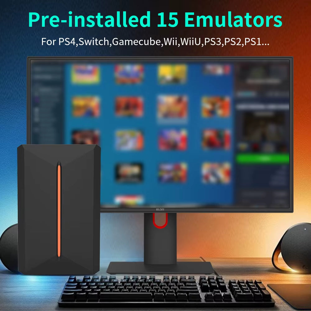 Launchbox OS 500GB Portable Gaming HDD Retro Game Console with 3700+PC/3D Games for Ps4/Ps3/Ps2/Ps1/Wii/Wiiu for Wins Pc/Laptop