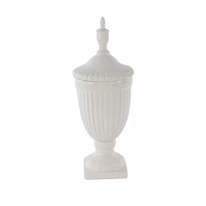 26-Inch Contemporary White Ceramic Vase - Elegant Large Tabletop Decor with Unique Design