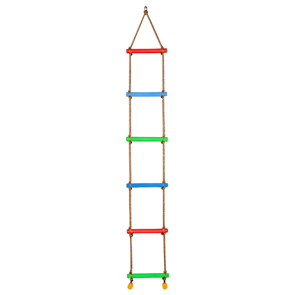 Children's Wooden Climbing Rope Ladder - 5-Level Indoor and Outdoor Swing Playground Toy