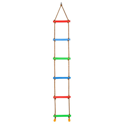 Children's Wooden Climbing Rope Ladder - 5-Level Indoor and Outdoor Swing Playground Toy