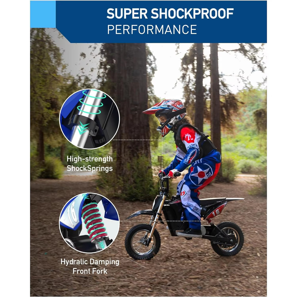 Hiboy 36V 300W Electric Motorcycle - Maximum Speed of 15.5 MPH and 13.7 Miles Range, 3-Speed Modes Electric Dirt Bike for Children Ages 3-10