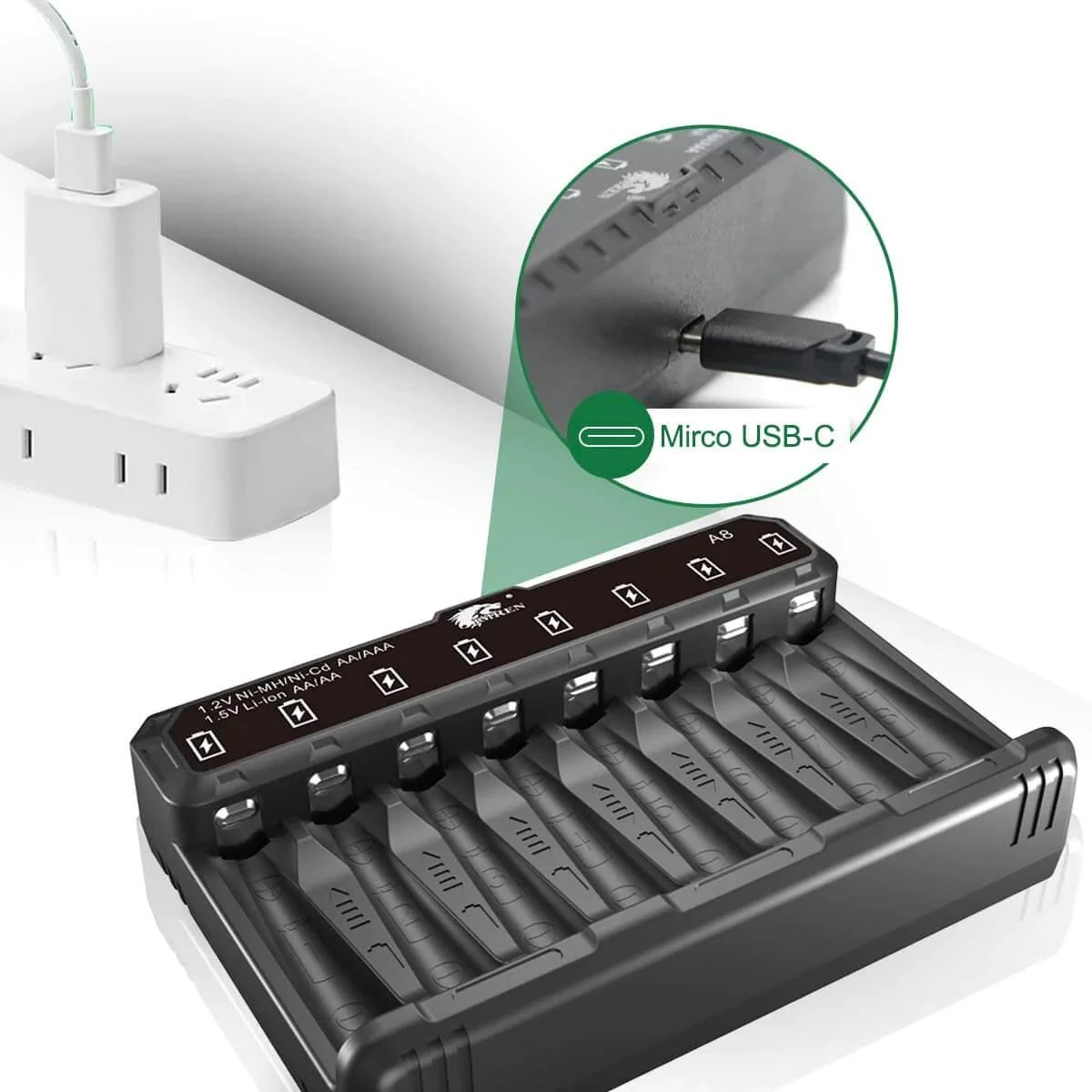 8-Slotuniversal Battery Quick Charger for 1.5V/1.2V Li-Ion Rechargeable AA AAA Batteries for Flashlights Home Tools Child'S Toys