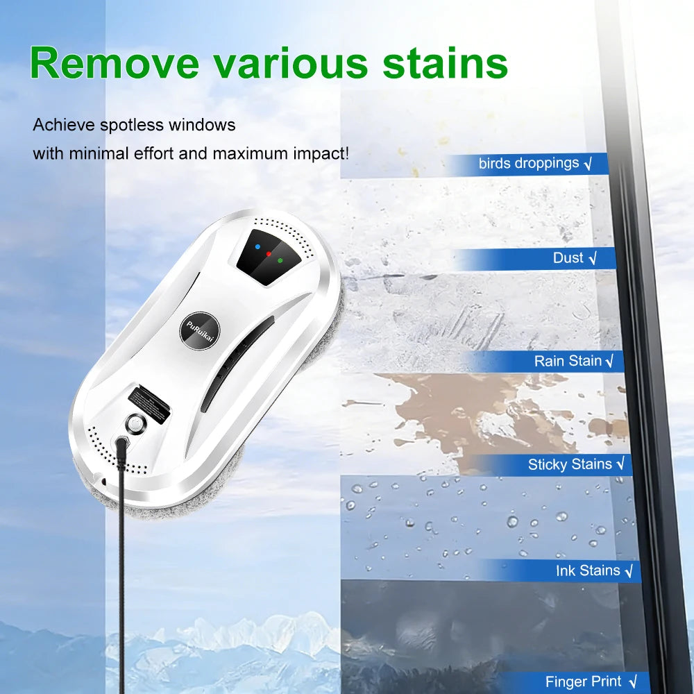 Puruikai Ultra-Thin Robot Vacuum and Window Cleaning Robot with Remote Control for Home Use