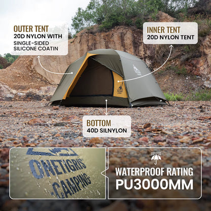 Stella Camping Tent 4 Season 2 Person Tourist Tents Lightweight Double Layer 3000Mm Waterproof Outdoor Hiking Beach